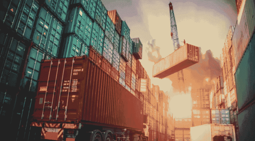 Electric freight truck on Indian highway with solar-powered warehouse and railway freight in background symbolizing decarbonised logistics infrastructure