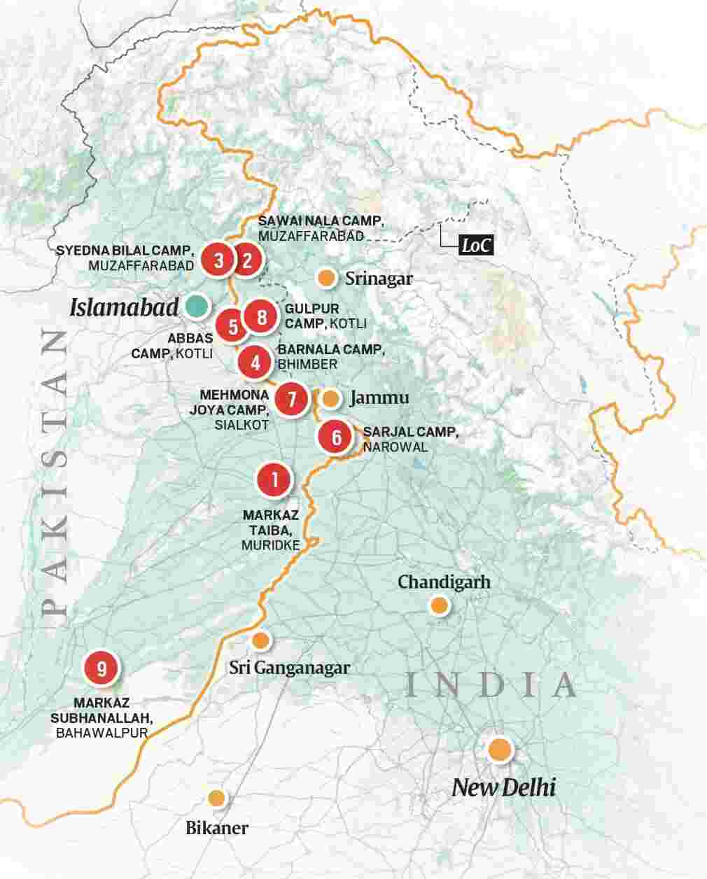 Operation Sindoor Map – Indian Airstrikes on Terror Camps in Pakistan and PoK
