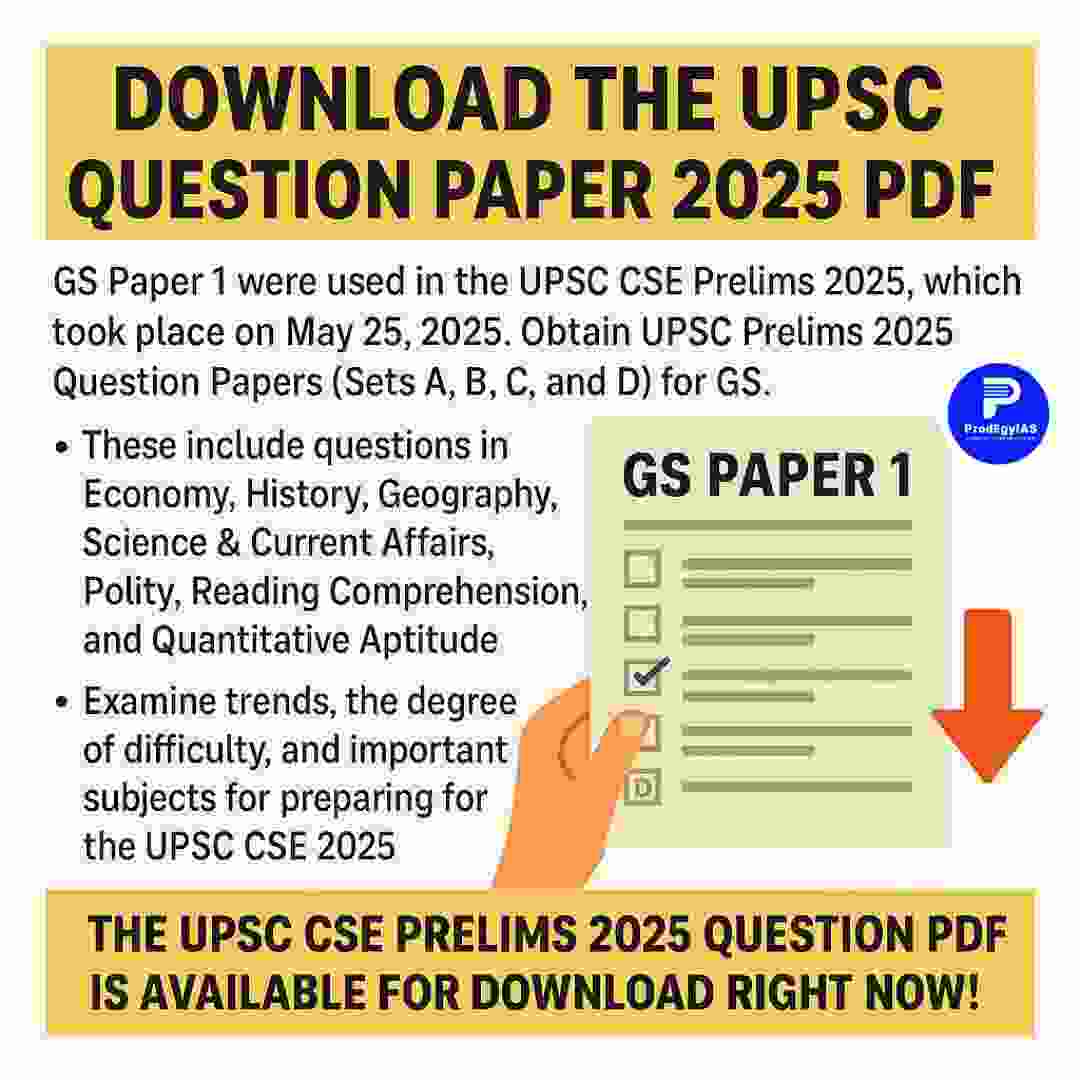 Download UPSC Prelims 2025 GS Paper 1 Question Paper PDF – All Sets A, B, C, D